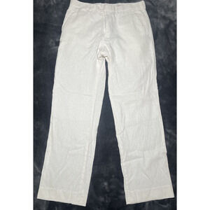 Vintage Bianco Brioni Linen Pants Men 32R (32x30) White Straight Leg Trouser